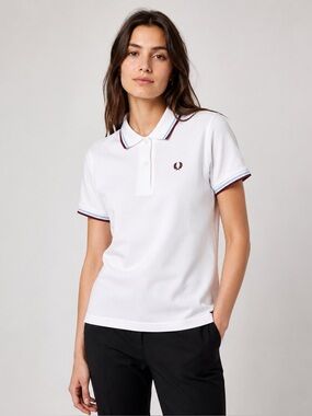 Fred Perry Shirt G12 (Women's Twin Tipped Polo Shirt) Sz 4